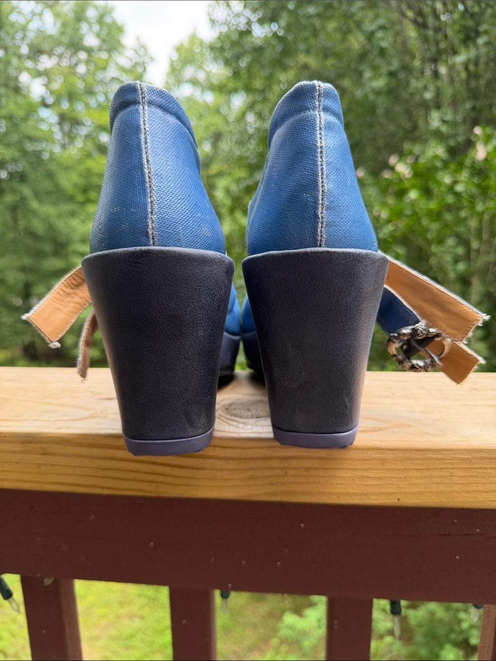 John Fluevog Light Blue Denim Platform Mary Jane Clogs - Picture 12 of 12